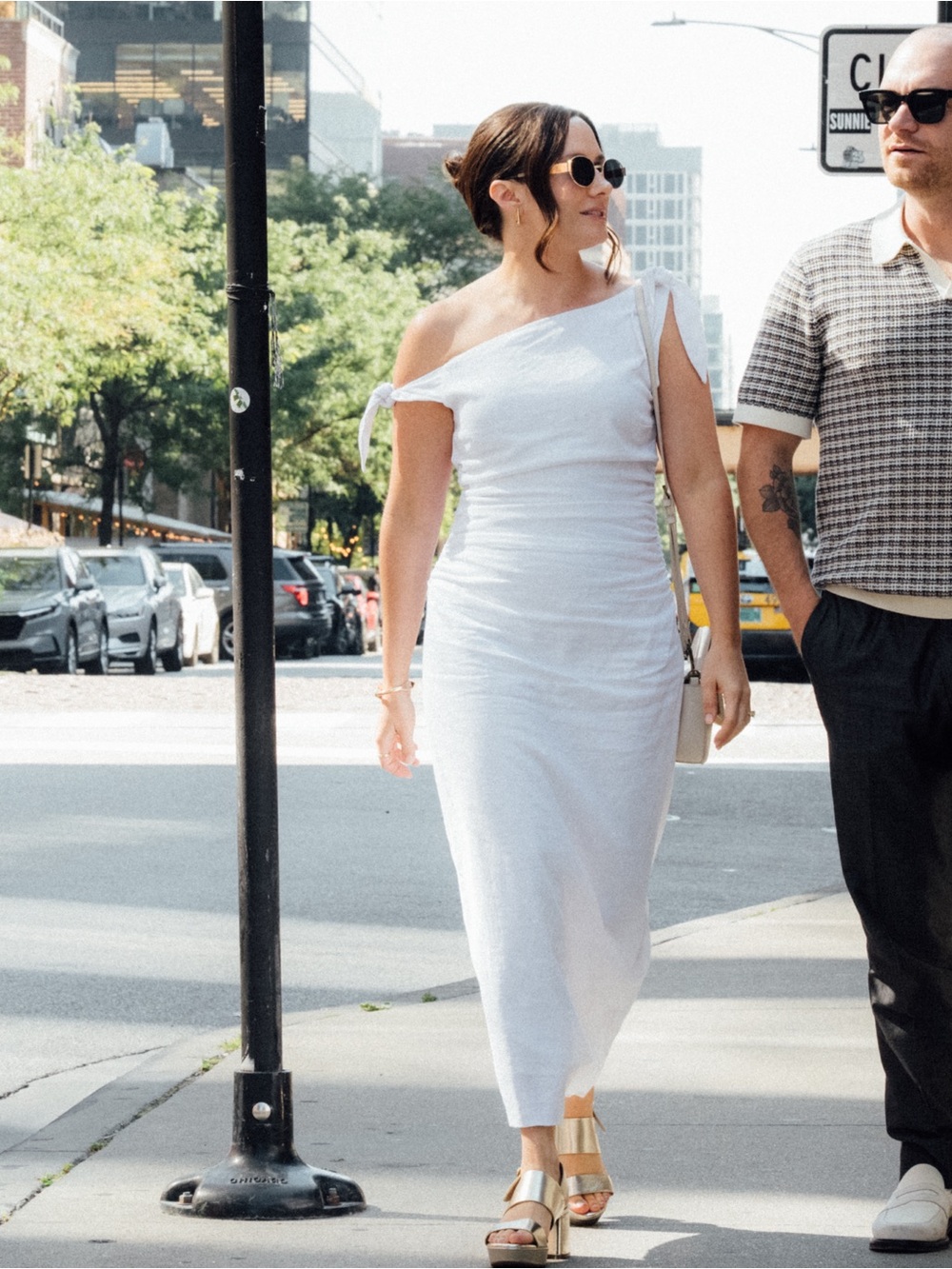 Wayf White One-Shoulder Dress
